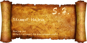 Stumpf Hajna névjegykártya
